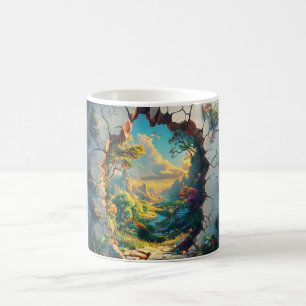 Mug Monde de l'Imaginaire à travers un mur fissuré