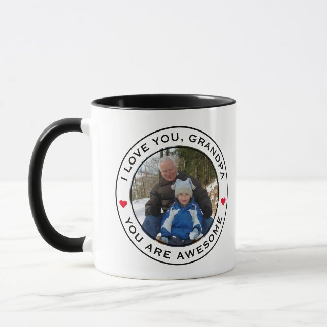 Mug Monde meilleur grand-père photo Coeur rouge blanc  (Gauche)
