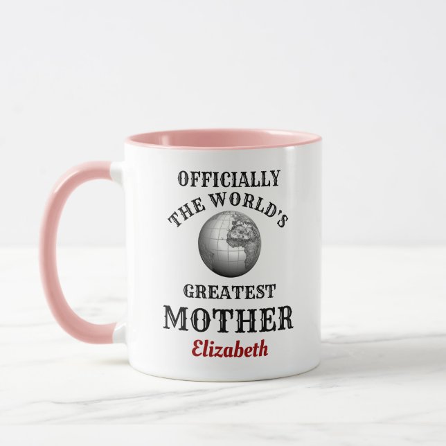 Mug Monde Meilleure Mère Ajouter Votre Nom Maman (Gauche)