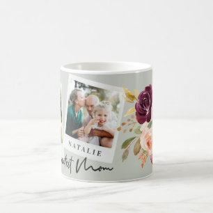 Mug monde plus grande maman aquarelle photo florale