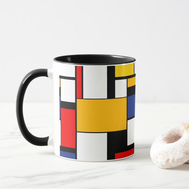 Mug Mondrian géométrique Composition minimaliste moder (Avec donut)