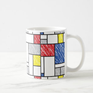 Mug Mondrik Scribbles Minimaliste De Stijl Art Moderne