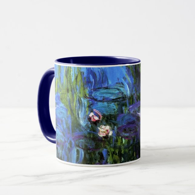 Mug Monet - Lys d'eau, bleu indigo, (Devant gauche)