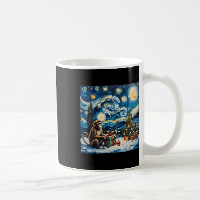 Mug Monkey Van Gogh Style Starry Night Christmas Winds (Droite)