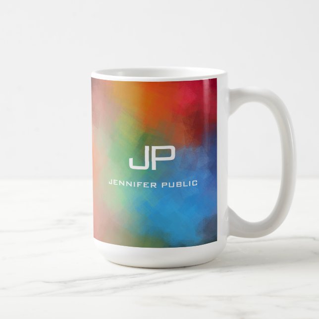 Mug Mono Gram Arc-en-ciel coloré Abstrait (Droite)