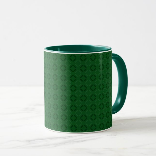 Mug Monochrome green elegant geometric pattern. (Devant droit)
