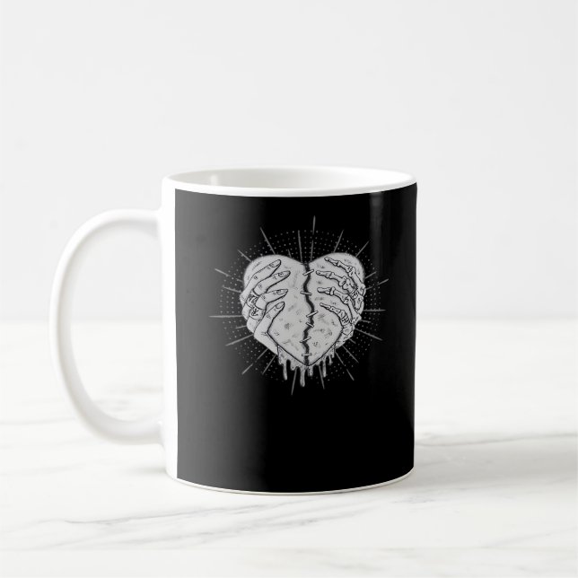 Mug Monochrome Squelette Main Avec Coeur Classique (Gauche)