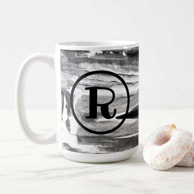Mug MONOGRAM Acrylique Peinture Brushstrokies Abstrait (Avec donut)