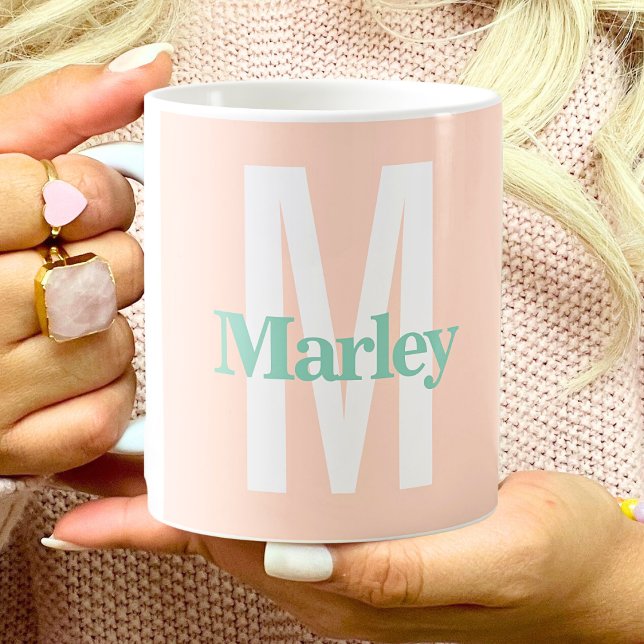 Mug Monogram Blush Pink mignon Bold élégant tendance c (Créateur téléchargé)