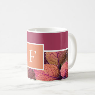 Mug Monogram burgundy pêche tonus chaud feuilles
