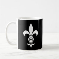 Monogram Fleur De Lis Moderne Simple Noir & Blanc