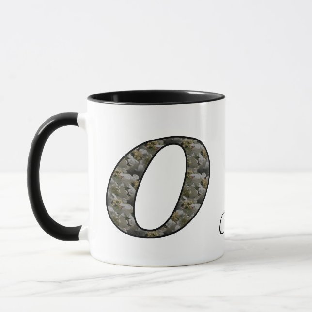 Mug Monogram Initial O Hydrangea Flower Personalized (Gauche)