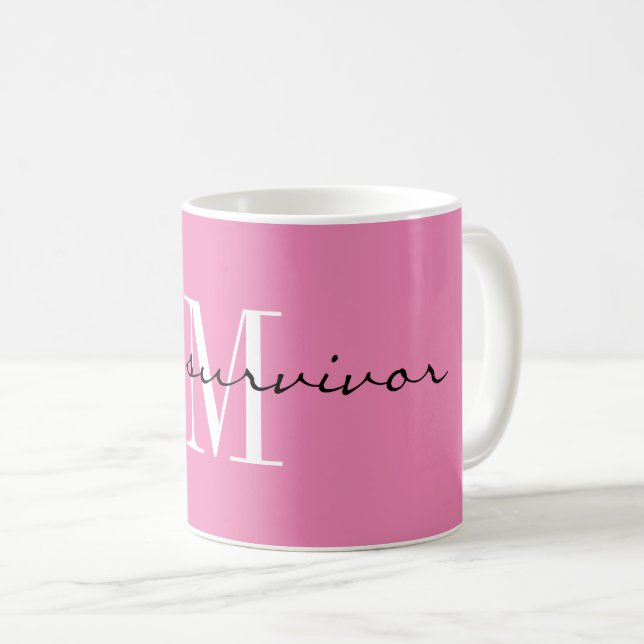 Mug Monogram, je suis un survivant, Pink 11oz Classic (Devant droit)