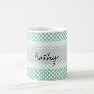 Mug Monogram Mint Green Cute Chic Polka Motif