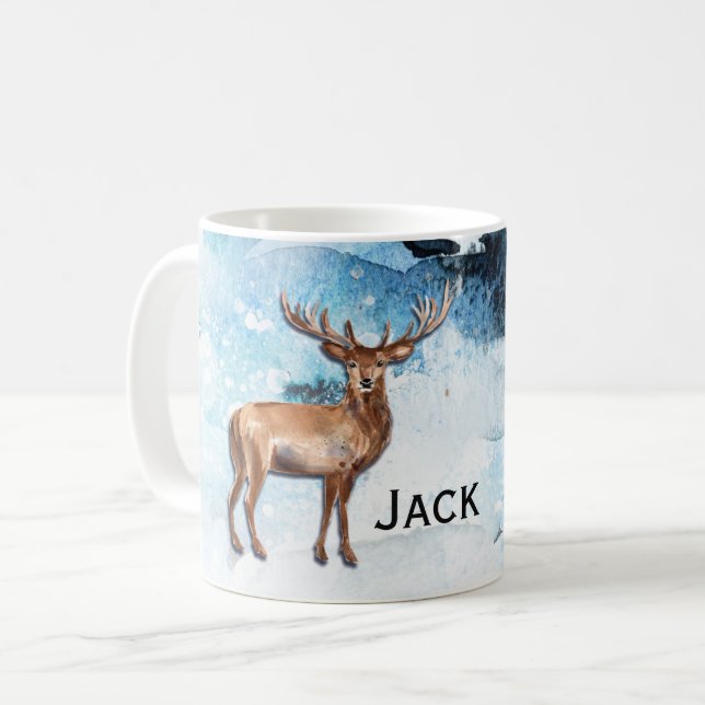 Mug Monogram Winter Stag Outdoorsman (Devant gauche)