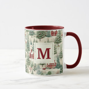 Mug Monogram Woodland Rustic Country Christmas mignonn
