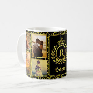 Mug Monogramme 8 Collage photo   Royal Crown Gold Laur