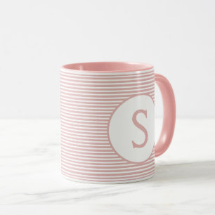 Mug Monogramme à bande rose bébé