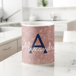 Mug Monogramme à bille rose or rose