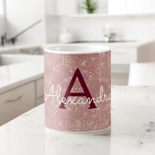 Mug Monogramme à bille rose or rose