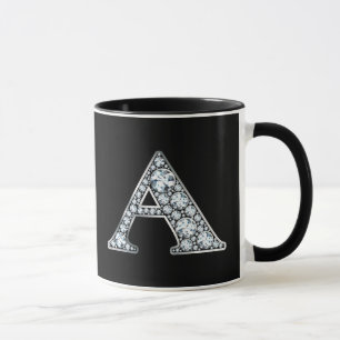Mug Monogramme A Faux Diamond