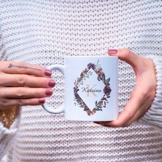 Mug monogrammé à motif floral aquarelle (Créateur téléchargé)
