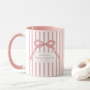 Mug Monogramme à ruban rayé rose