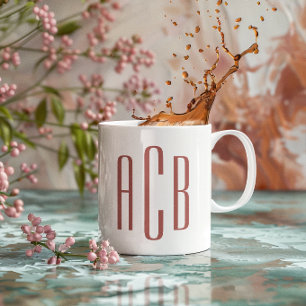 Mug Monogramme à trois lettres en terracotta douce mod