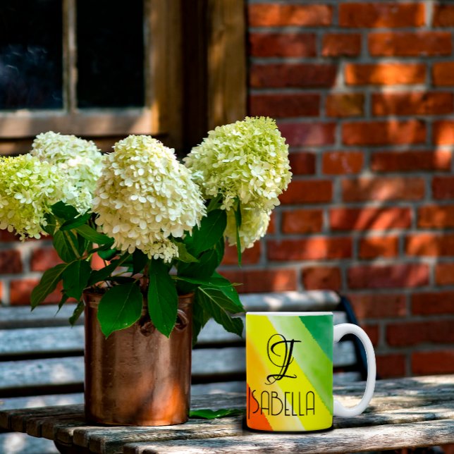 Mug monogramme Abstrait de nom arc-en-ciel (Créateur téléchargé)