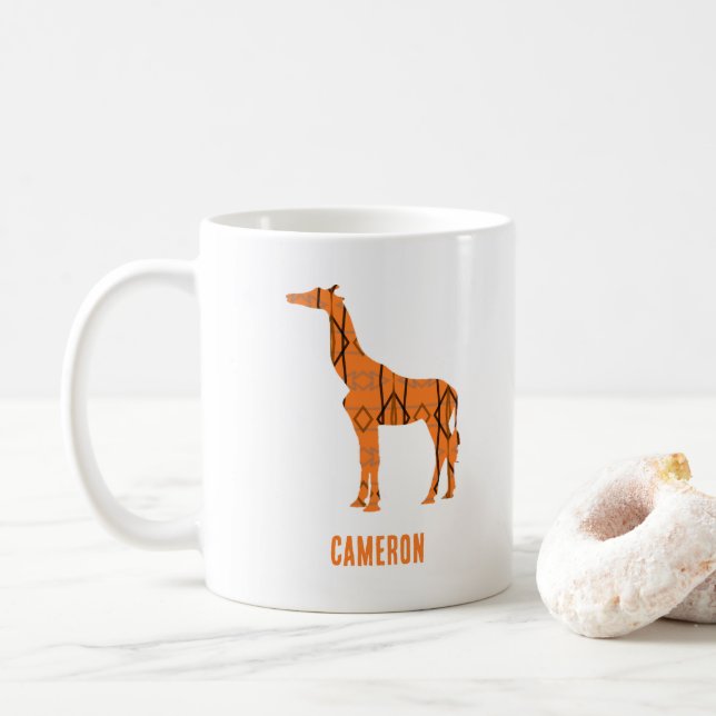 Mug monogramme Abstrait de silhouette de girafe (Avec donut)