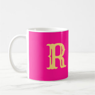 Mug Monogramme amusant rose chaud