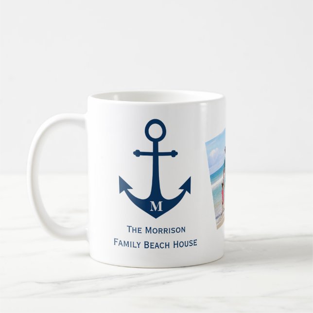Mug Monogramme Ancre Maison de plage familiale (Gauche)