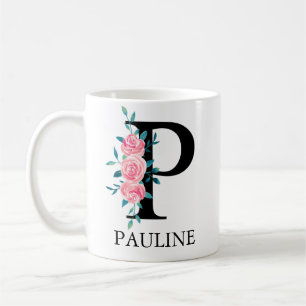 Mug Monogramme aquarelle personnalisé lettre unique P
