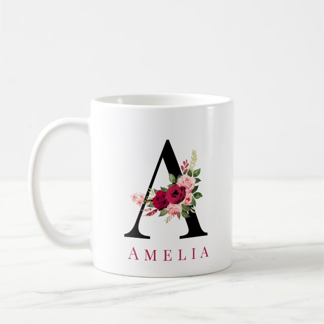 Mug Monogramme Aquarelle personnalisée Lettre simple B (Gauche)