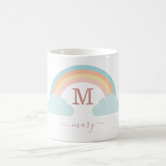 Mug monogramme, arc-en-ciel personnalisé (Centre)