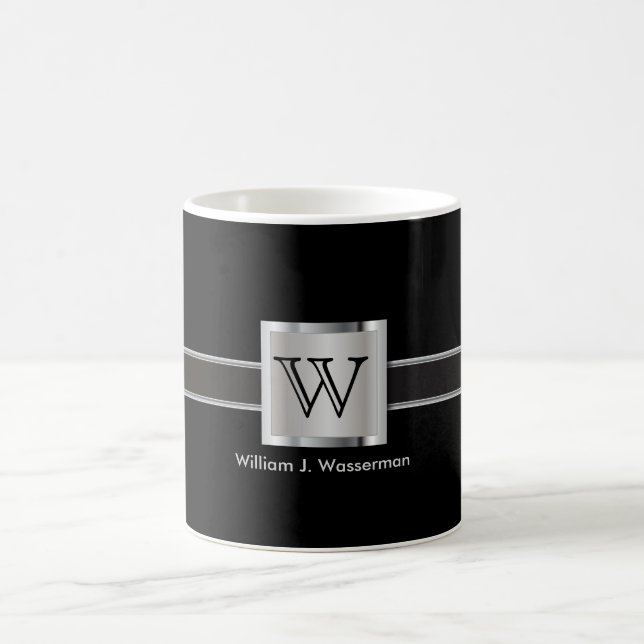 Mug Monogramme Argent, gris et noir (Centre)