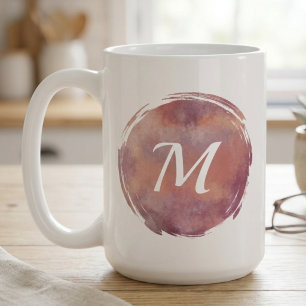 Mug Monogramme au trait de pinceau aquarelle chaud