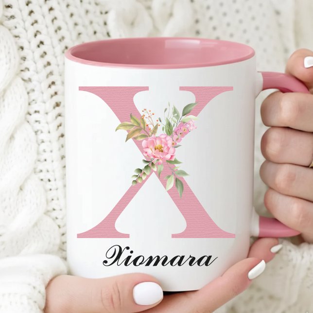 Mug Monogrammé aux Roses Roses Cadeau de Remise de (Personalized Rose Mug Baby Shower Thank You Gift for Her, Elegant Floral Roses Mug Gift for Women)