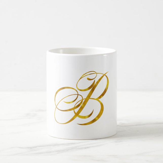 Mug Monogramme B Faux Gold Foil Monogrammes initiaux (Centre)