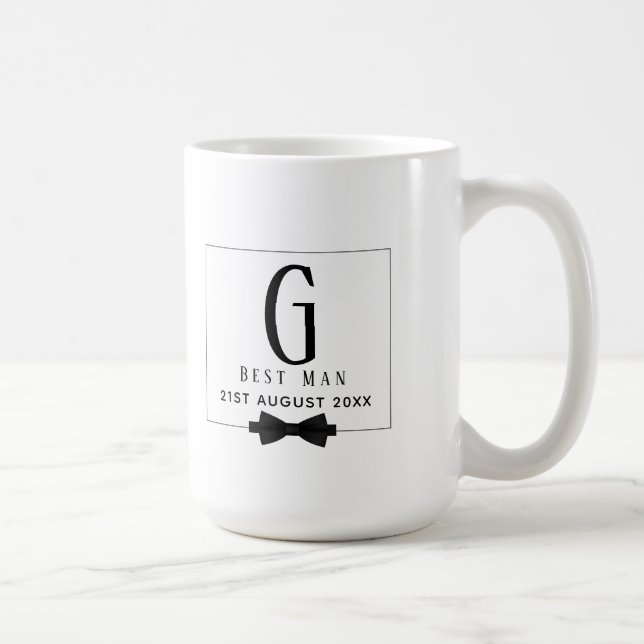 Mug Monogramme BEST MAN Groomsmen Groomsman Black Crav (Droite)