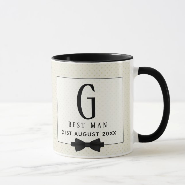 Mug Monogramme BEST MAN Groomsmen Groomsman Fleurdelis (Droite)