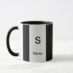 Mug Monogramme bicolore moderne noir et gris clair