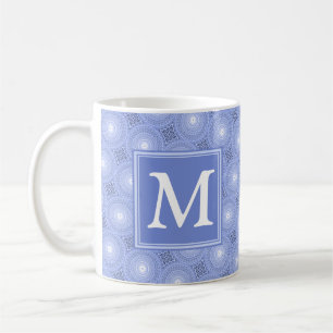 Mug Monogramme bleu cercles motif