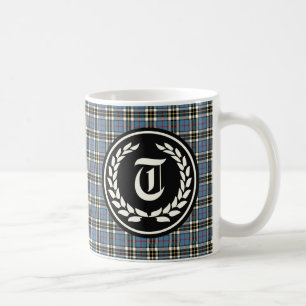 Mug Monogramme bleu de tartan de robe de Thompson de