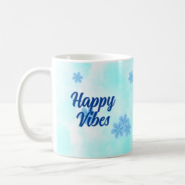 Mug monogramme bleu moderne et élégant (Gauche)