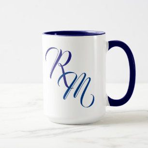 Mug Monogramme bleu personnalisé Coupe initiale