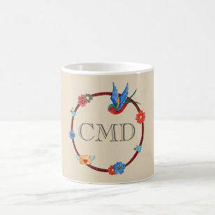 Mug Monogramme Boho Bluebird