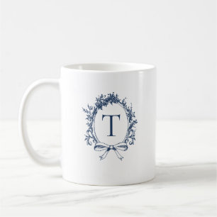 Mug Monogramme Botanique Bleu Vintage
