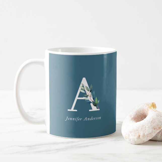 Mug Monogramme botanique délicat (Avec donut)