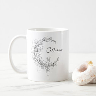 Mug Monogramme botanique floral Texte personnalisé É